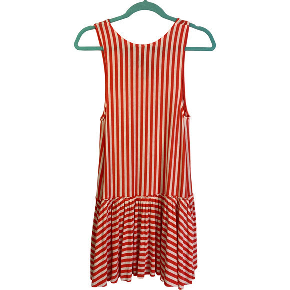 FREE PEOPLE Orange & Cream Stripe Tank Top Beach Mini‎ Dress - Picture 6 of 12